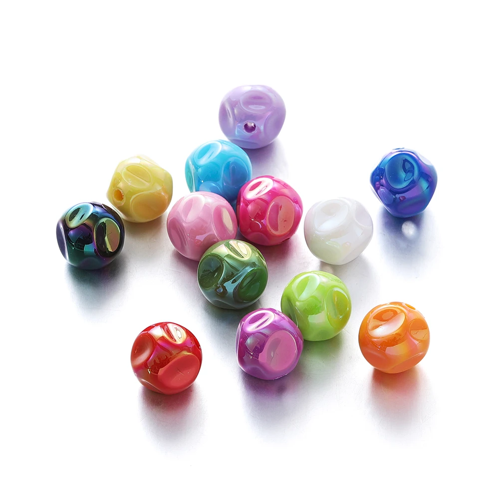10Pcs 16mm Colorful Irregular Fig Shaped Acrylic Beads Loose Spacer Beads for DIY Bracelet Necklace Jewelry Making Accessories