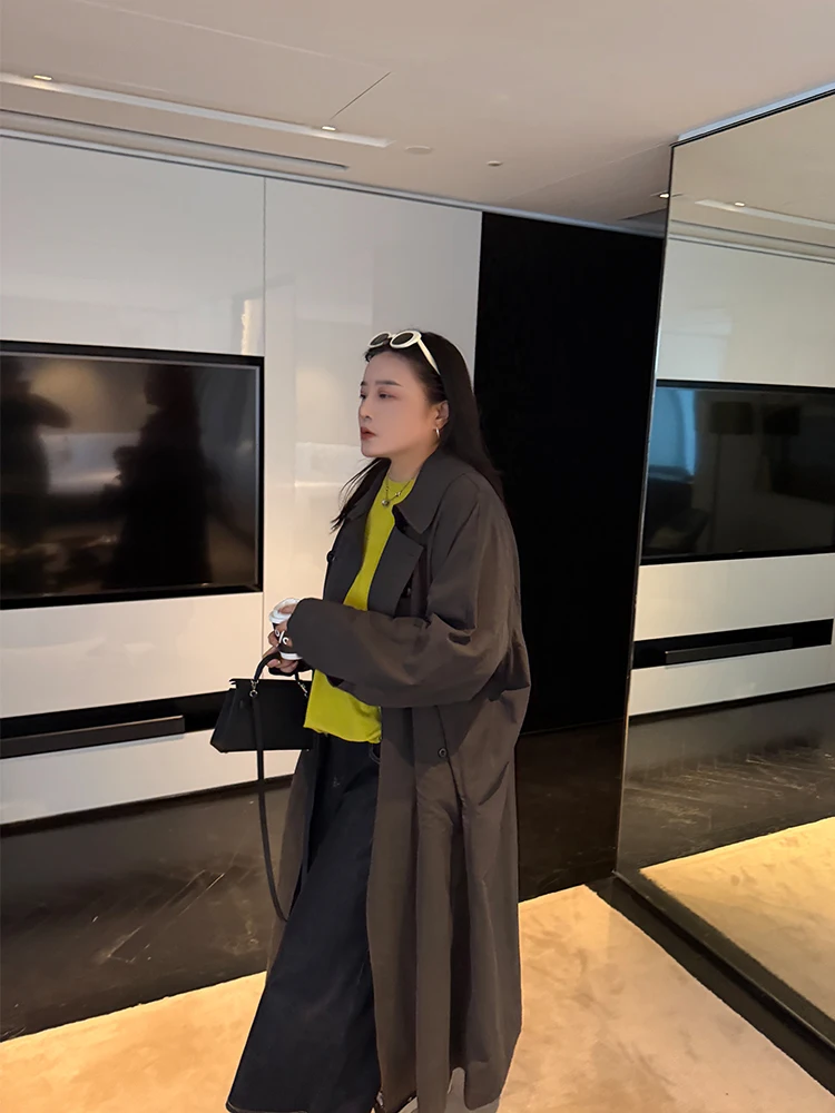 

Classic Loose Style Women's Coat Large Size Fashionable Casual Long Sleeve Spring Autumn Pure Color Commute High Waist