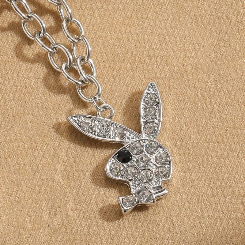 2026 New Fashion Net Red Zircon Rabbit Ladies Necklace Hip Hop Rock Pendant Necklace White Rabbit Clavicle Chain Jewelry Girl - view 6