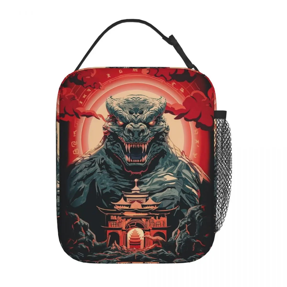 

Godzillaed Monster Insulated Lunch Bag Large Reusable Cooler Bag Tote Lunch Box Beach Travel Bento Pouch