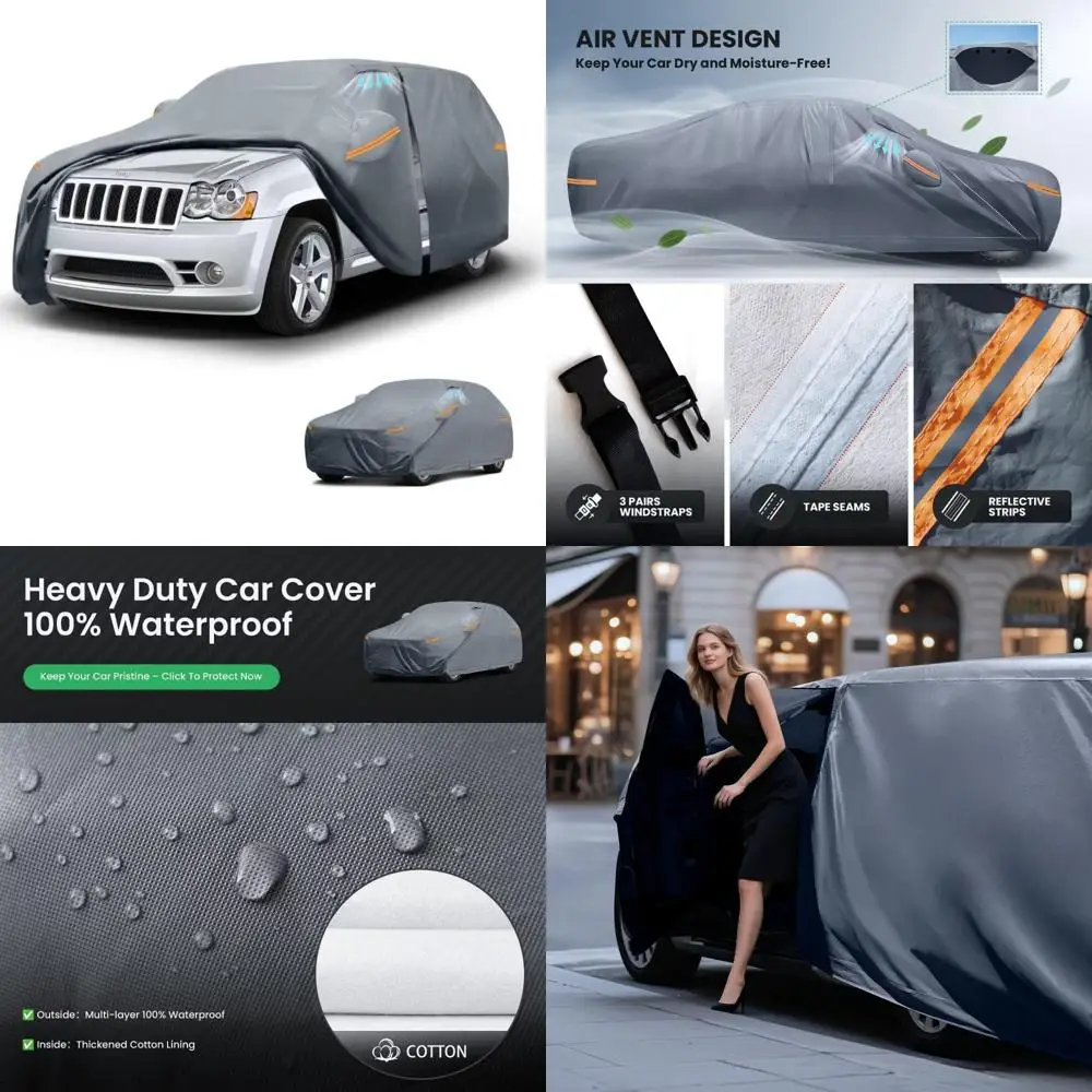 غطاء سيارة مقاوم للماء وجيد التهوية لسيارة جراند شيروكي 2005-2025 مع بطانة قطنية ممتازة وحماية محسنة
