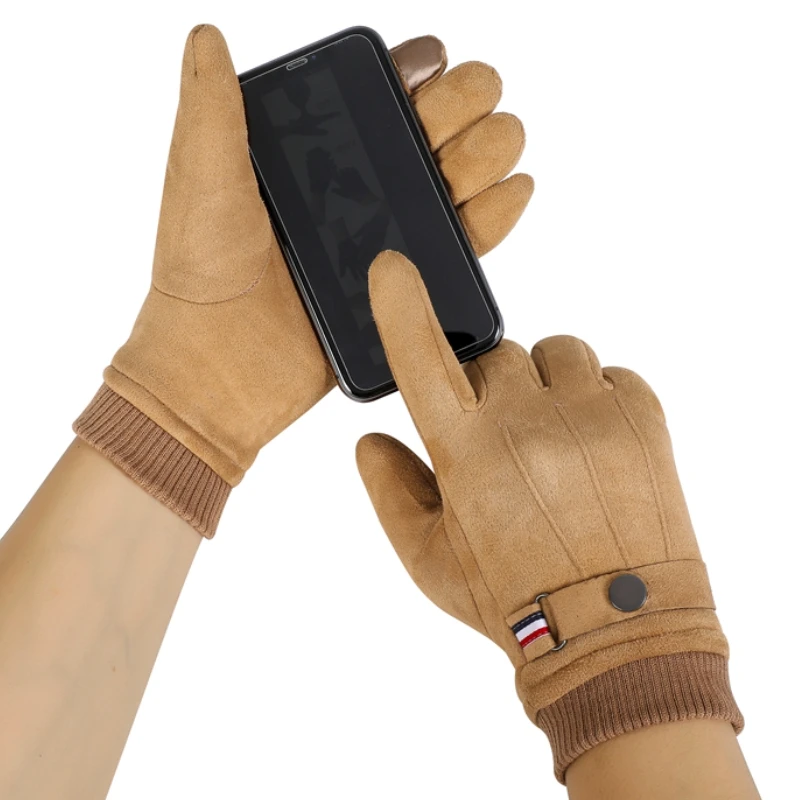 Youpin ฤดูหนาวหนังนิ่มผู้ชายถุงมืออุ่น Windproof ขับขี่ Mittens Touch หน้าจอหนา Cashmere ลื่นกลางแจ้งชายถุงมือ