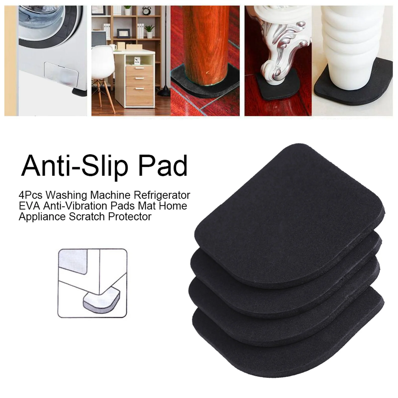 Washer Pad Anti‑Vibration Pad Washing Machine Refrigerator EVA Anti Vibration Pads Mat Home Appliance Scratch Protector