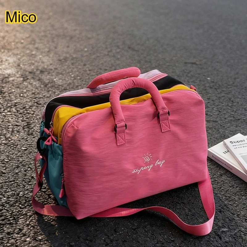 dopamine-colorblock-travel-duffel-bag-large-capacity-carry-on-tote-lightweight-weekender-luggage-organizer