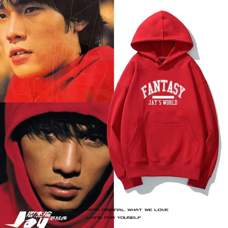 Jay Chou with The Same Fantasy Peripheral Sweater Men's Trend Couple Pullover Hoodie Jay Jacket Velvet Winter