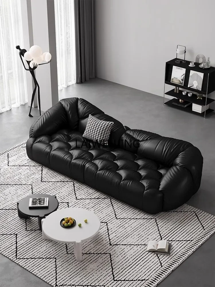 SGF living room sofa minimalist leather straight row special-shaped medieval Fengyun arc sofa