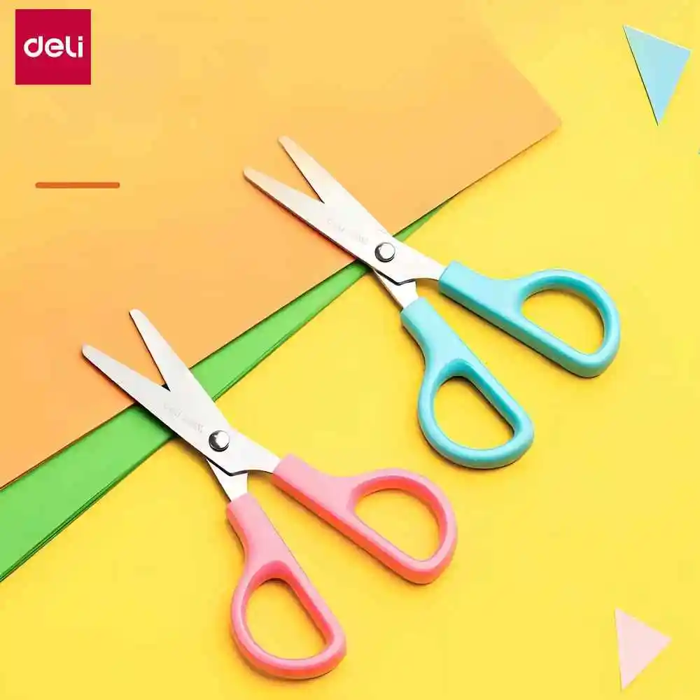 DELI Kids Safety Scissors 122mm Blunt Tip with Protective Cover Children Student DIY Paper Craft Scissors School Supplies