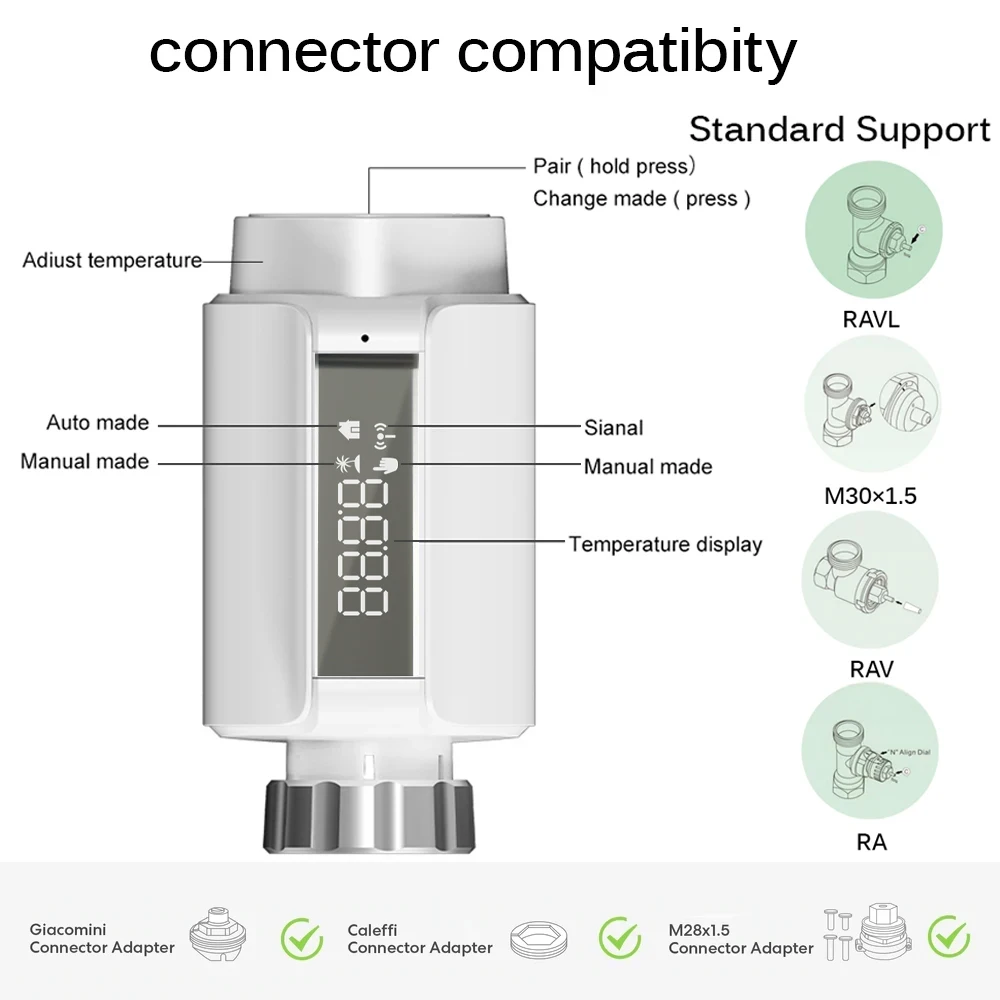 Tuya-actuador de radiador inteligente con Bluetooth, termostato programable TRV, válvula de radiador, controlador de temperatura remoto, compatible con Alexa