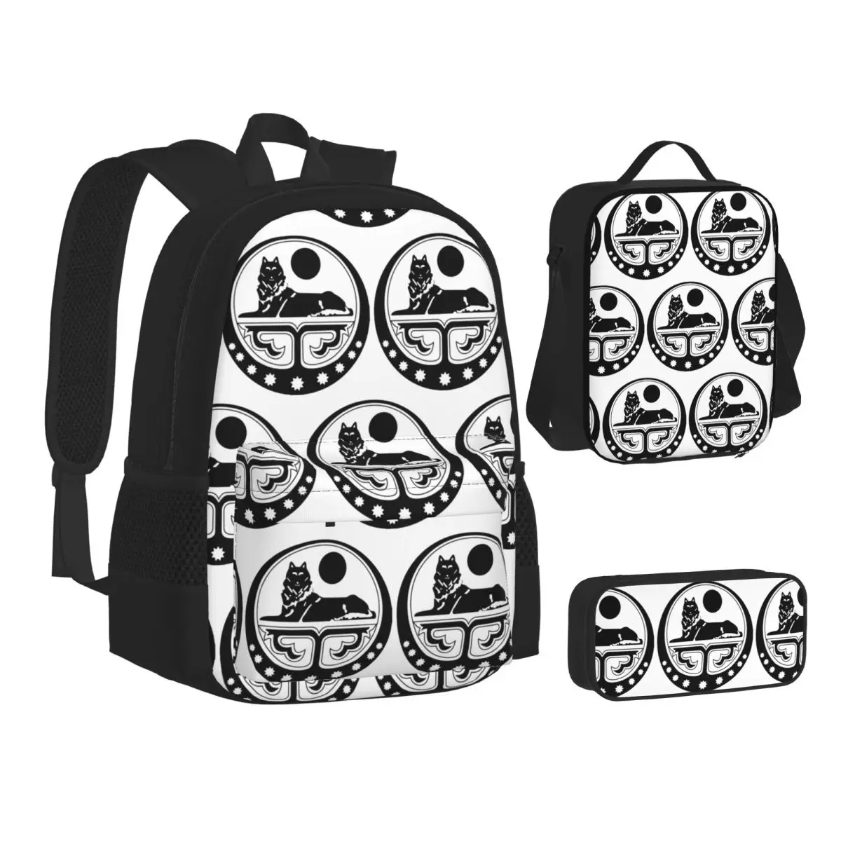 

Chechen Wolf Coat Of Arms Ichkeria Chechnya Backpacks Bookbag School Bags Kids Rucksack Lunch Bag Pen Bag Three-Piece Set