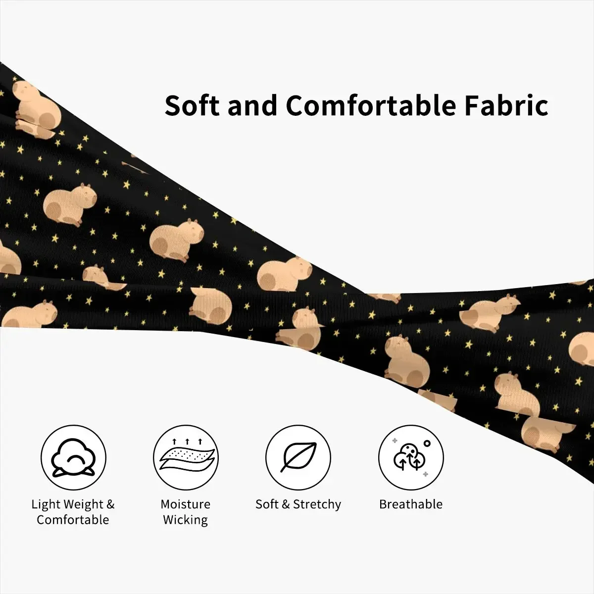 Capybaras dan Bintang Ikat Rambut Elastis Ikat Kepala Yoga Penutup Kepala Simpai Rambut Rias