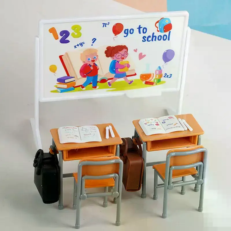 1:12 Poppenhuis Miniatuur Simulatie Klaslokaal Bureau Schoolbord Boekentas Meubels Thuis Model Decor Speelgoed Poppenhuis Accessoires