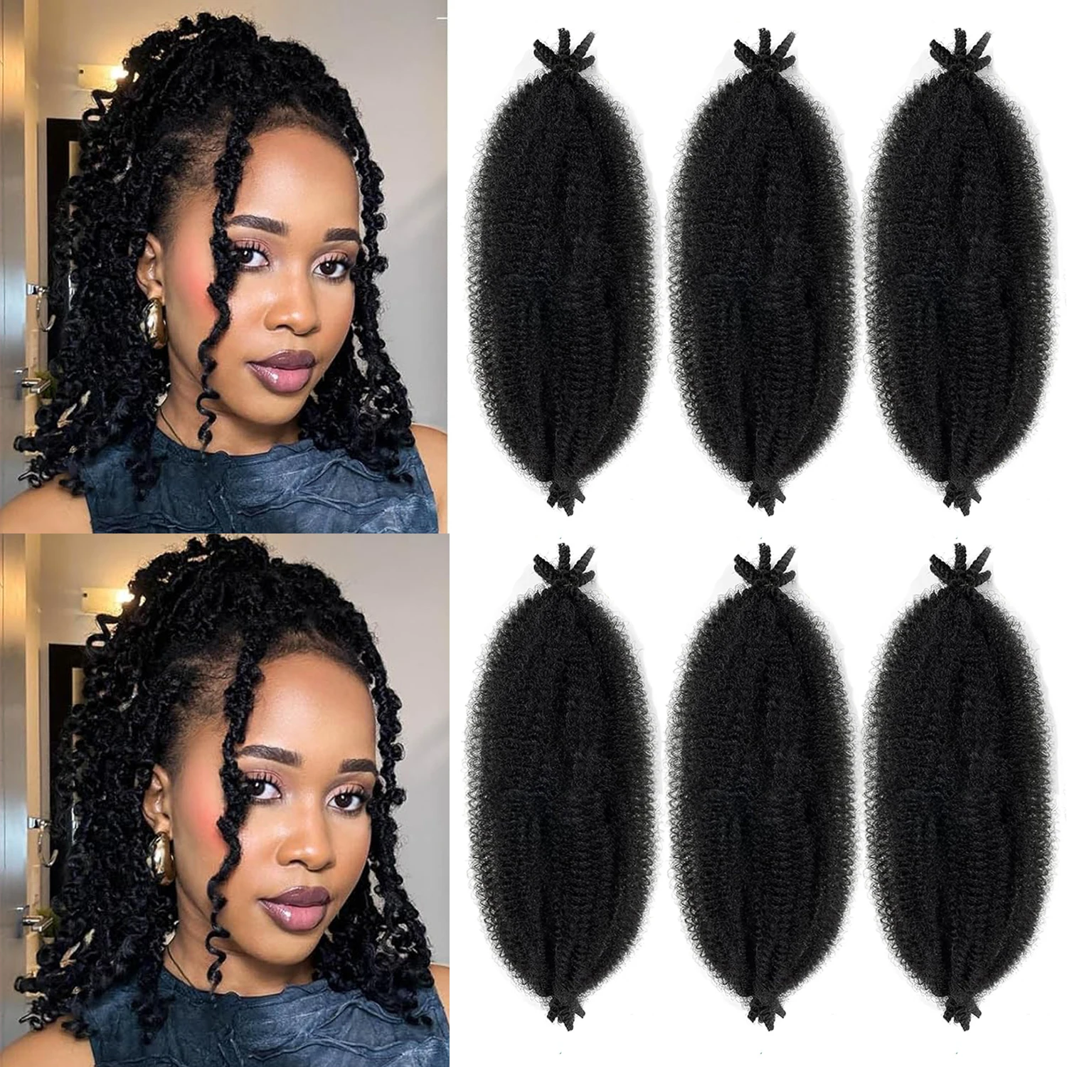 Veerkrachtig Afro Twist Haar Pre Fluffed Spring Twist Haar Afro Twist Haar Voor Zachte Locs Marley Twist Vlechthaar Synthetisch