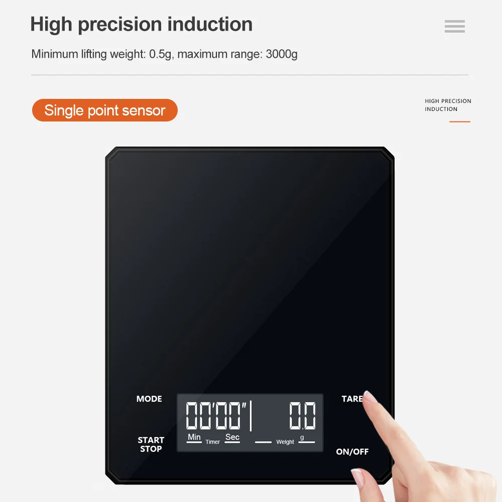Bilancia da caffè intelligente da 3kg con Timer Display HD bilancia da caffè elettronica per birra a mano bilancia per alimenti per uso domestico accessori da cucina