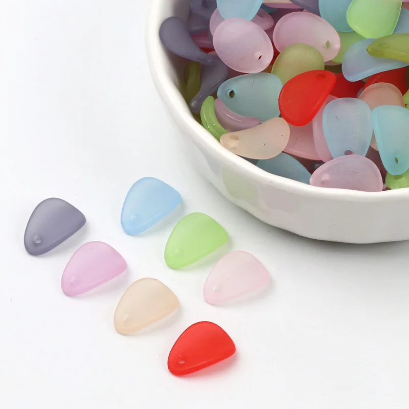 Wholesale Flower Pendants 8x12mm 100pcs Colored Matte Scrub Acrylic Beads For Jewelry Making DIY Jewelry Handicrafts Accessories