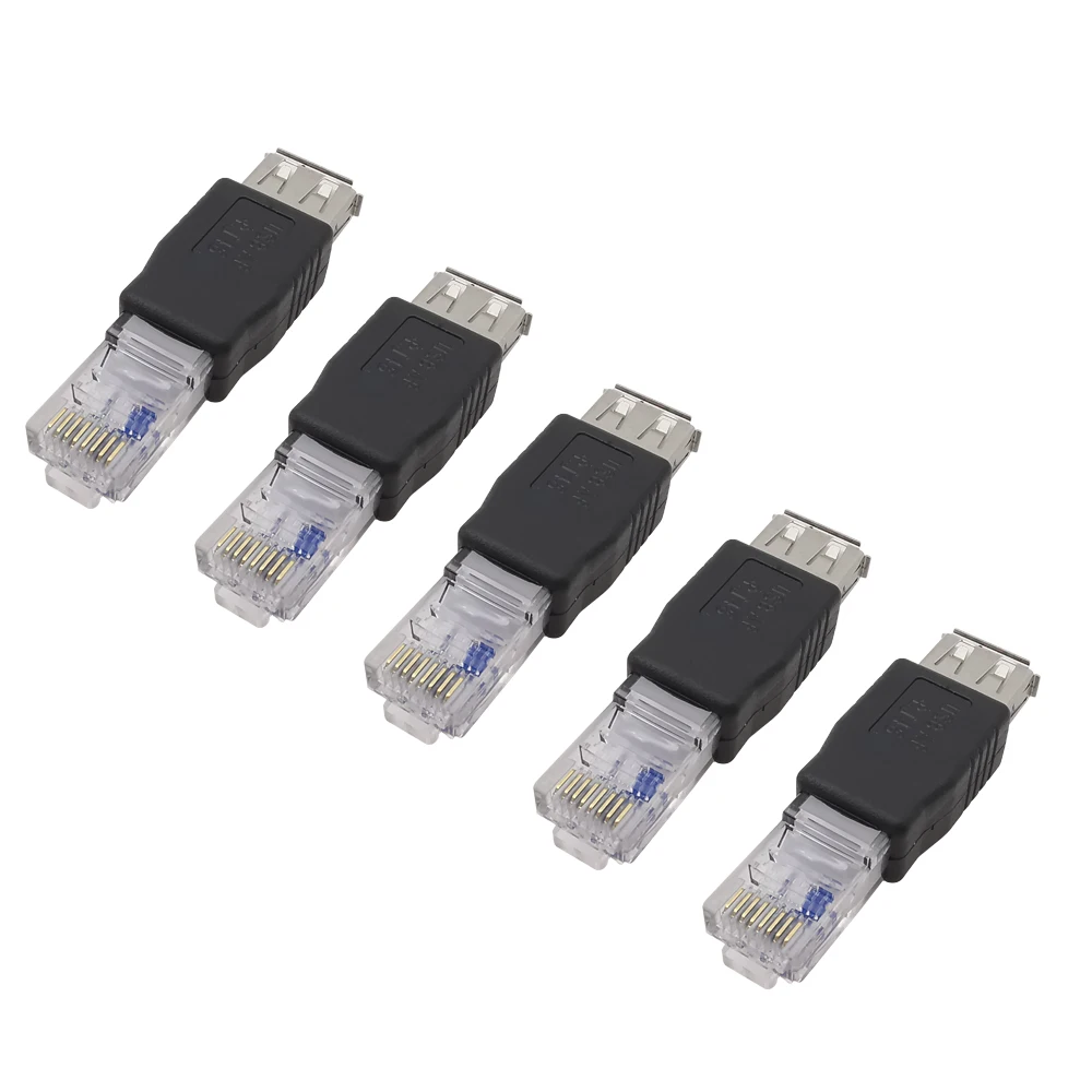 1/2/5Pcs RJ45 to USB A Laptop LAN Network Cable Adapter Female to Male Ethernet Converter Plug USB 2.0 AF Connector