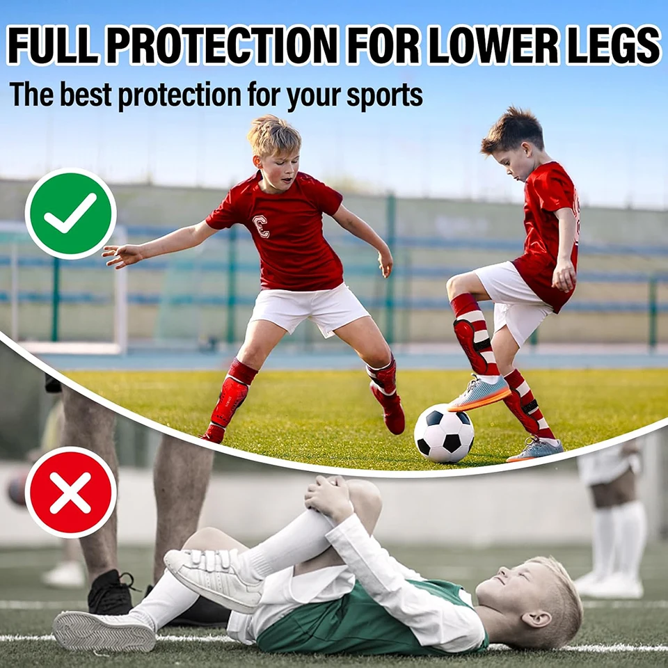 Loogdeel 1Pair Football Shin Guards PVC Leg Protector Support Exercise Equipment Kids Shin Pads Knee Football Adults Soccer