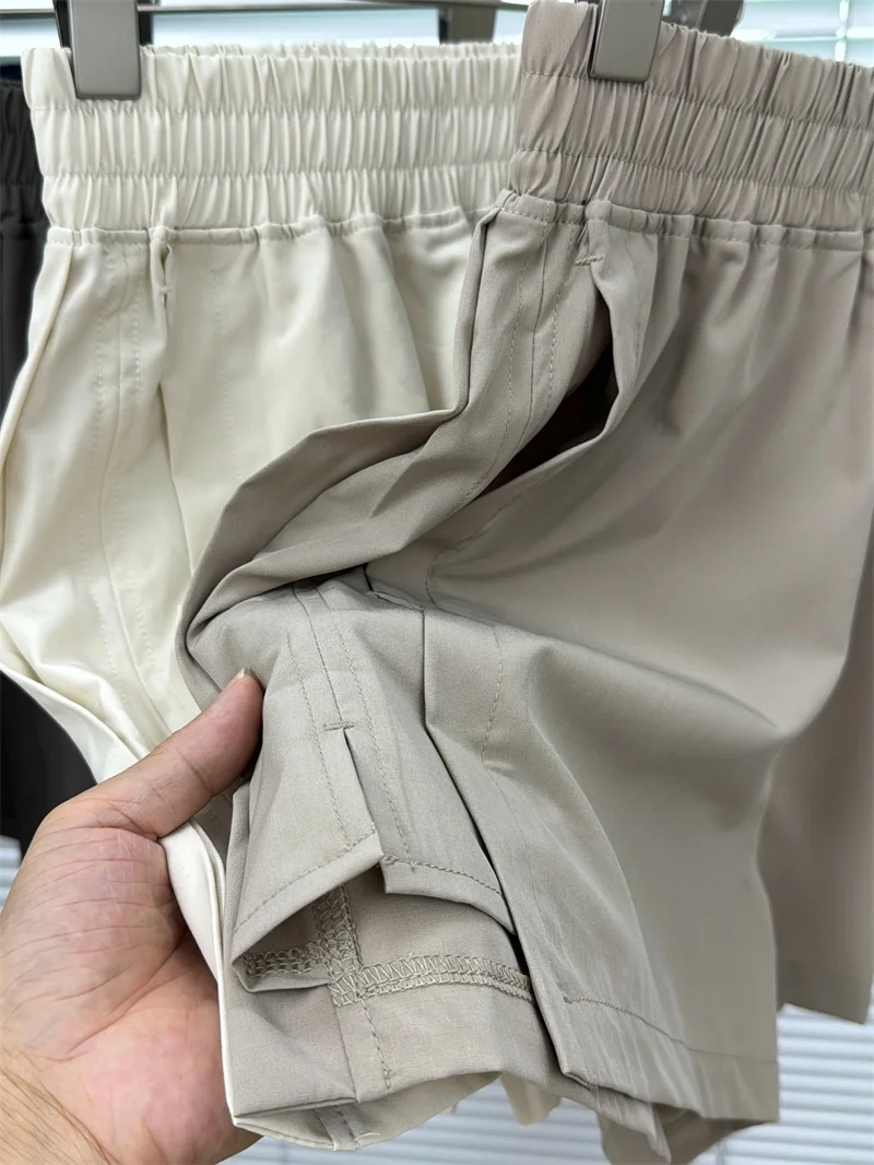 Damskie sportowe spodenki z wysokim stanem, luźny krój, oddychające, do biegania, proste nogawki, cienkie, z detalem z poliestru...