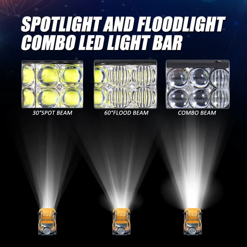 AUXBEAM 22 32 42 50 52 بوصة LED ضوء العمل بار كومبو شعاع مستقيم صف مزدوج LED ضوء بار لسيارات الدفع الرباعي ATV الشاحنات لاقط