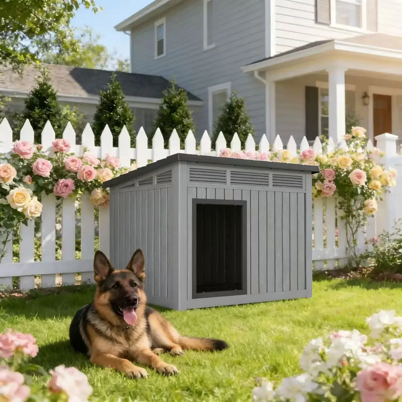 DSA Kennel Luxury Villa Outdoor Rainproof Cold Winter Warm Small Medium Large Dog Outdoor Dog House Dog Cage House