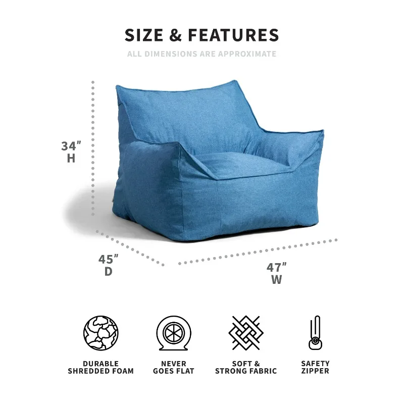 Imperial Lounger Bean Bag Chair, Union 4ft, Pacific Blue chairs for bedroom  bean bag chair with filling