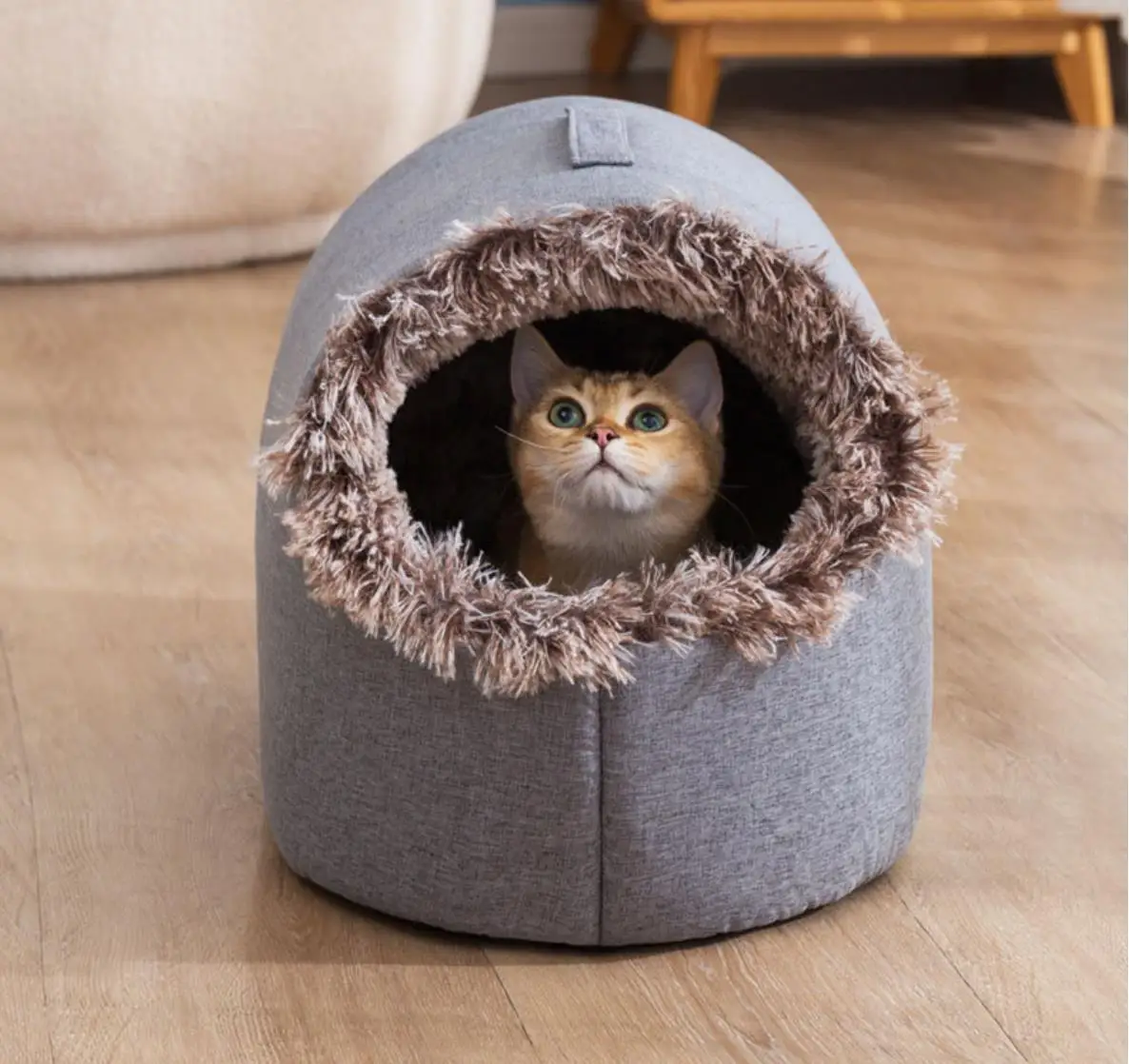 Cat Nest Soft Plush Pet Cushion Small Pets Nest Comfort in Winter Warm Deep Sleeping Pet Mat Pets Tent Handheld Cozy Cave