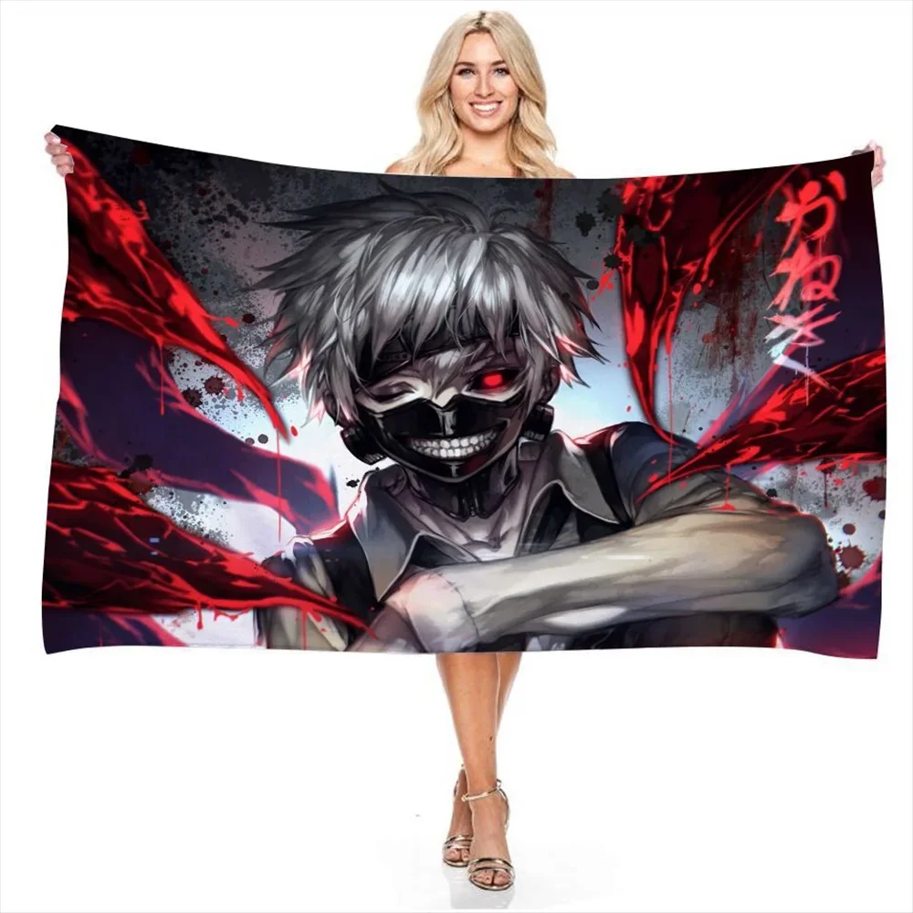 Japanese Anime Tokyo Ghoul Kaneki Ken Quick Dry Beach Towels Microfiber Absorbent Face Washcloth Swimming Surfing Bath Towels