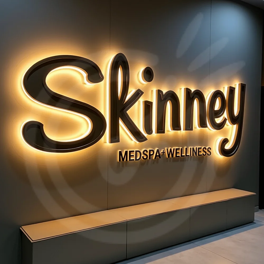 

Gold 3D Outdoor Letters Illuminated Metal Backlit Sign Custom LED Lighted Company Business Signage for Indoor/Outdoor Use