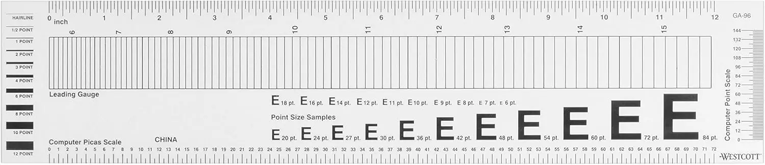 

Transparent Graphic Design Ruler 12 Inch with Pica Point Scale for Drafting and Drawing