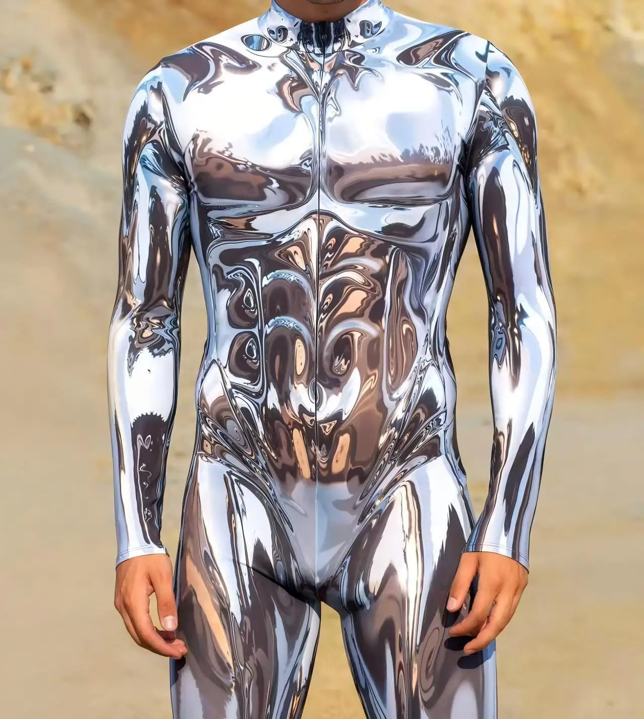 Herren Rüstungs-Muskelanzug, Karneval, Mechanischer Bodysuit, Halloween-Party, Bühnenauftritt, Cosplay-Kostüm, Strumpfhose – Detail 15