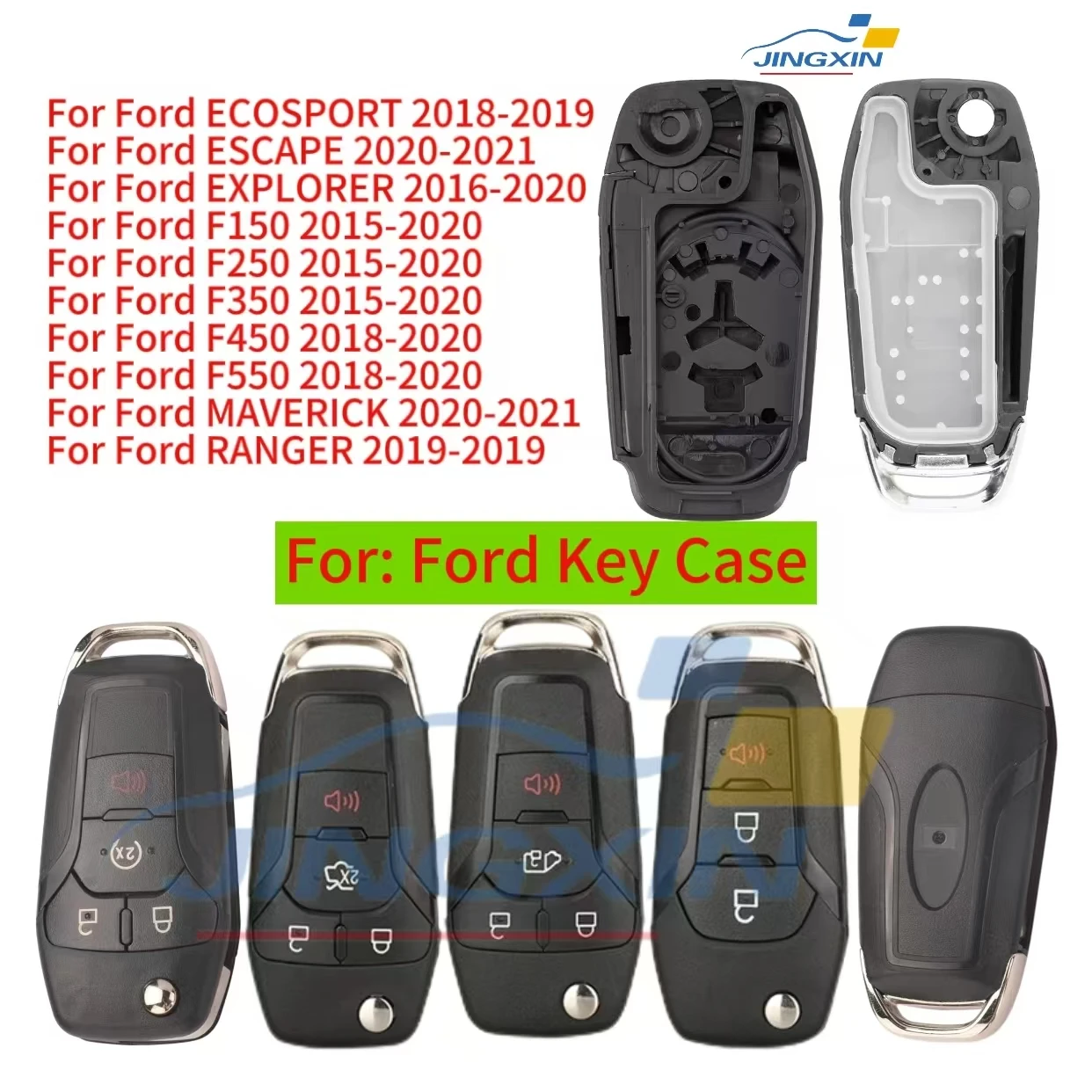 

Jingxin For Ford fcc: n5f-a08taa F-150 F-250 F-350 Explorer Ranger KA Fiesta Mondeo 3/4 Buttons Smart Remote Car Key Case logo