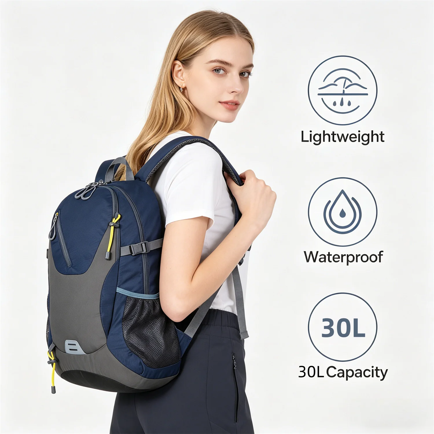30L Lightweight Backpack Waterproof Daypack for Men and Women Hiking Camping Travel Sports Gym Workout Outdoor Rucksack 400g