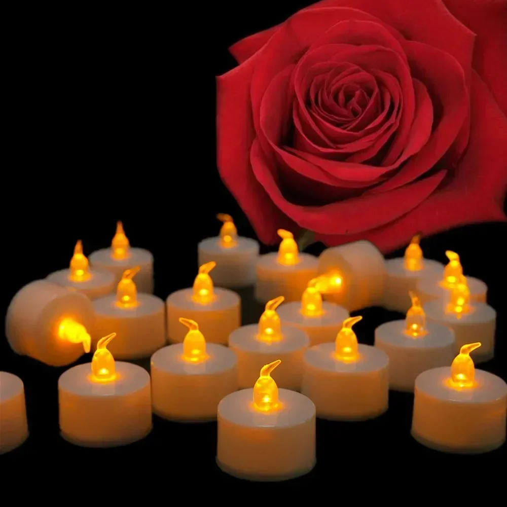 الخفقان عديمة اللهب LED أضواء الشاي الشموع الصفراء الدافئة Tealights الشموع المزيفة الإلكترونية لجميع القديسين عيد الميلاد حفلات الزفاف ديكور