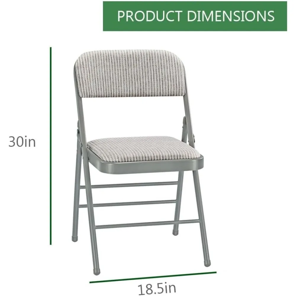 Pack of 4 (Fabric/Vinyl) Steel Frame Metal Foam Padded Folding Chairs (Black, Gray, White)