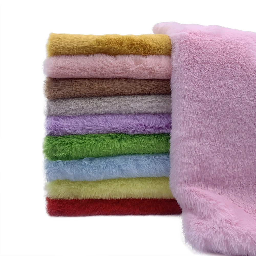 10mm Solid Colour 50x50cm Faux Rabbit Fur Eco-friendly Soft Minky Fabric DIY Handmade Plush Fabric