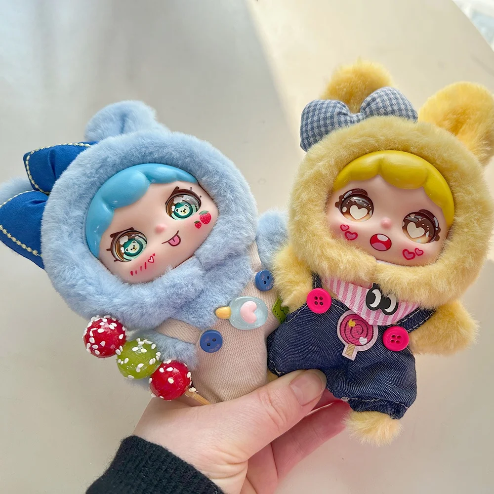 

Милая плюшевая игрушка-кролик с виниловым лицом, креативный модный игривый брелок-подвеска из ПВХ для рюкзака, подарок для девочек