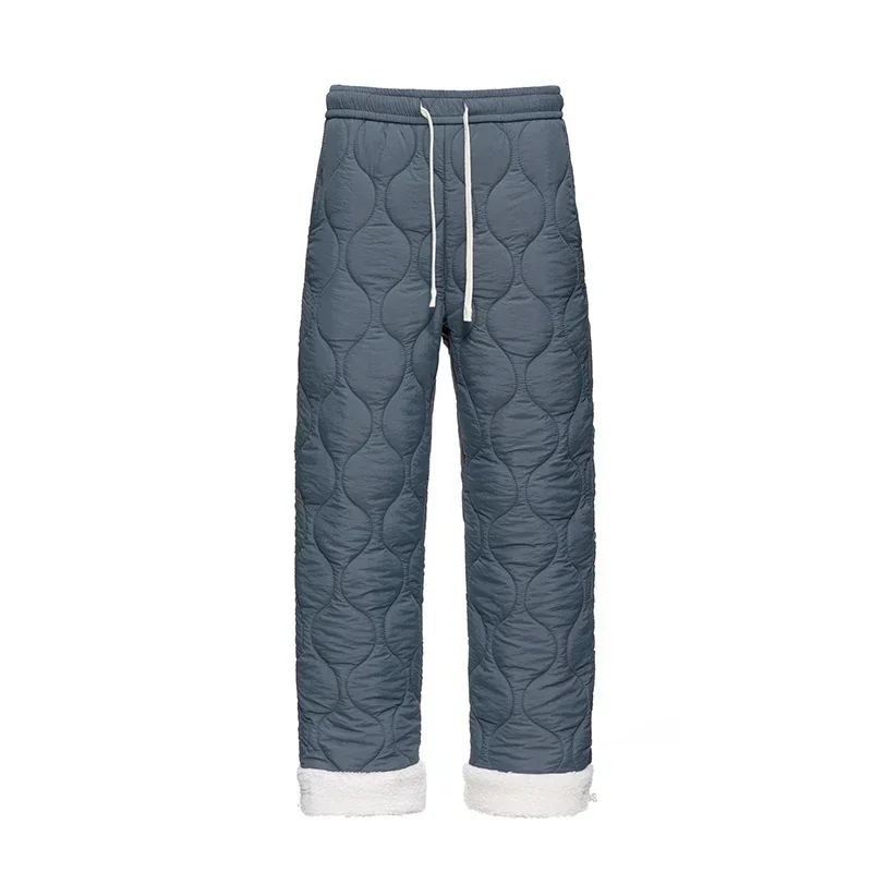 Inverno para baixo calças masculinas na moda esqui impermeável grosso velo quente em linha reta calças de algodão feminino casual à prova de frio