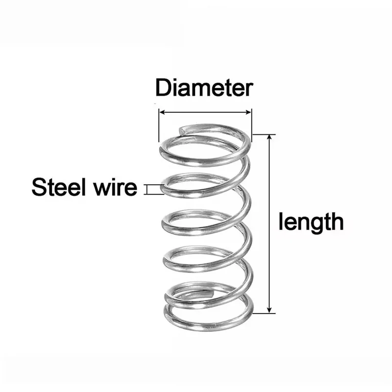 10/20Pcs 304 Stainless Steel Micro Small Return Compression Spring Compression Spring Wire Dia:0.1/0.2mm OD:0.8-4mm L:5-25mm