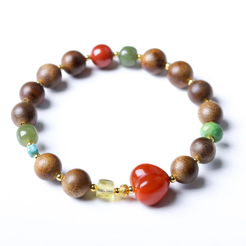 Bracciale a anello singolo in legno affondante cinese verde dal design originale, corde di pesca scoreggia cinese Wushu e Tianyu