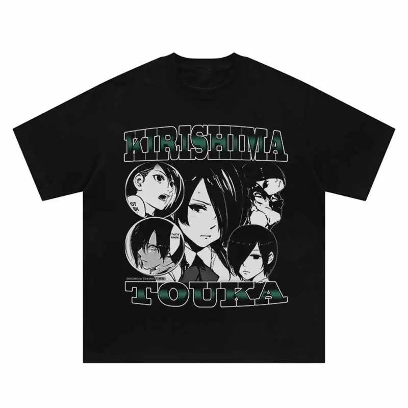 Vintage Punk T-Shirt Hip Hop Japanese Anime Cartoon Alphabet Girl Graphic Print Washed Tshirt Harajuku Gothic Oversized Tops