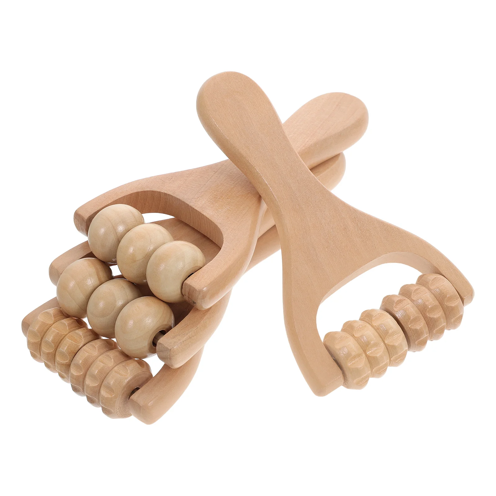 4 Pcs Massage Hand Roller Thigh Calf Massager Back Leg Recovery Scalp Wooden Foot Deep Tissue Tool Ball Manual Tools