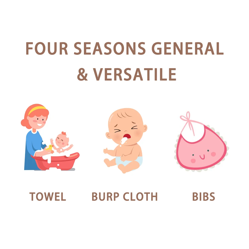 Kangobaby #My Soft Life# 5pcs Pack Bamboo Cotton Breathable Baby Muslin Towel Newborn Burp Cloth