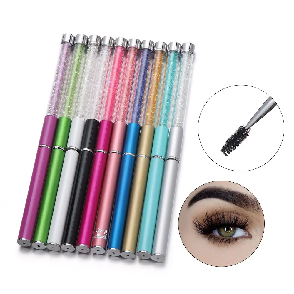 1 PC Vrouwen Schoonheid Uitbreiding Enten Gereedschap Strass Handvat Spiraal Wands Mascara Applicator Wenkbrauw Kam Wimper Borstels