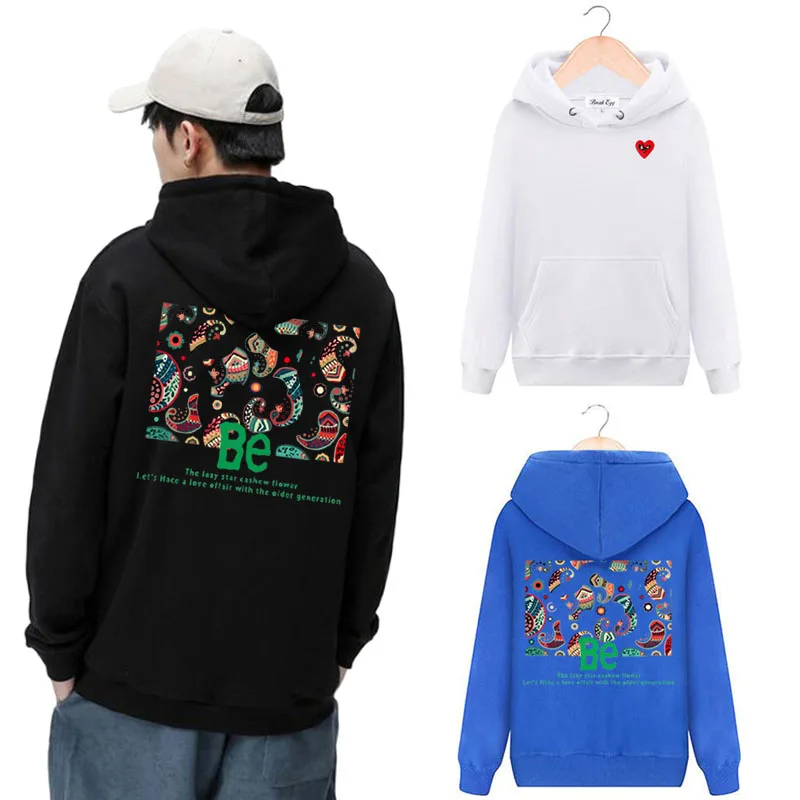 

Break Egg Men Women Hoodie Cotton Heart Glasses Embroidery Back Conch Ocean Style Print Pullover Pockets Fleece Autumn Sweater