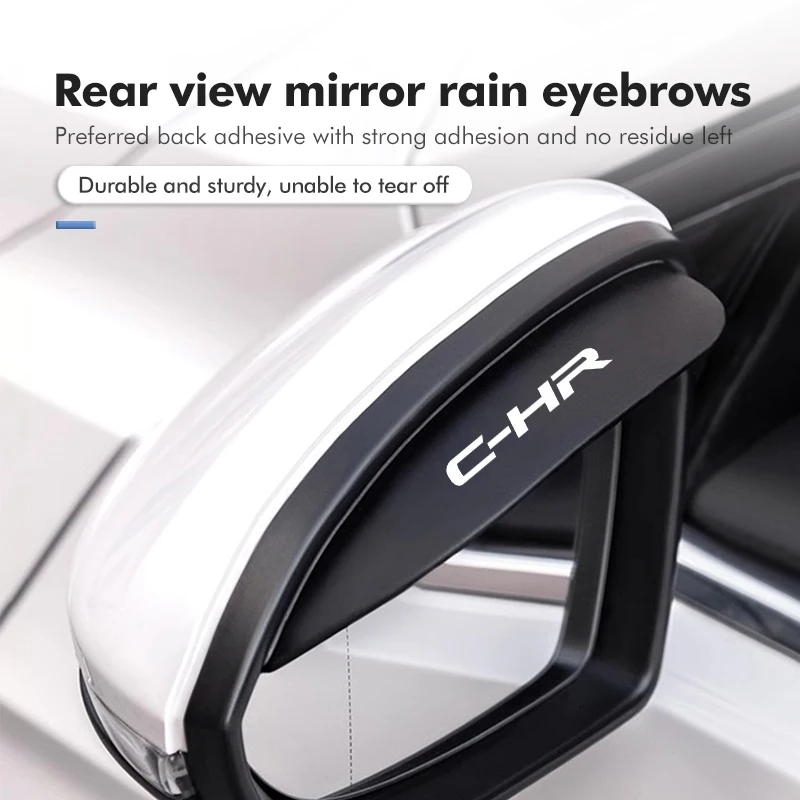 2pcs Car Rearview Mirror Rain Rainy Shield Guard Rain Eyebrows For Toyota C-HR CHR Logo 2016 2017 2018 2019 2021 2022 Fortuner