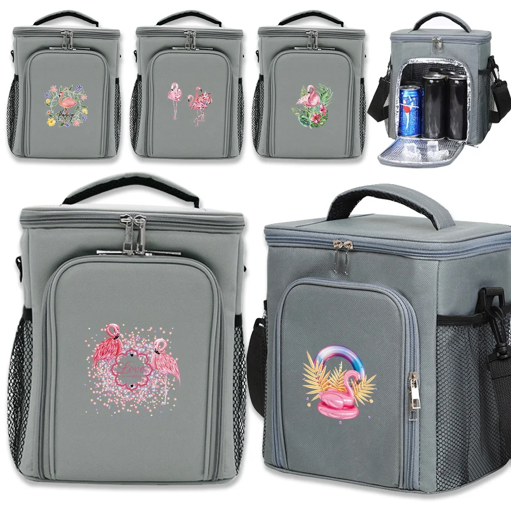 

Ice Pack Cooler Insulated Case Thermal Bags Flamingo Printing Series Box Cooling Bag for Camping BBQ Front Opening Double-layer