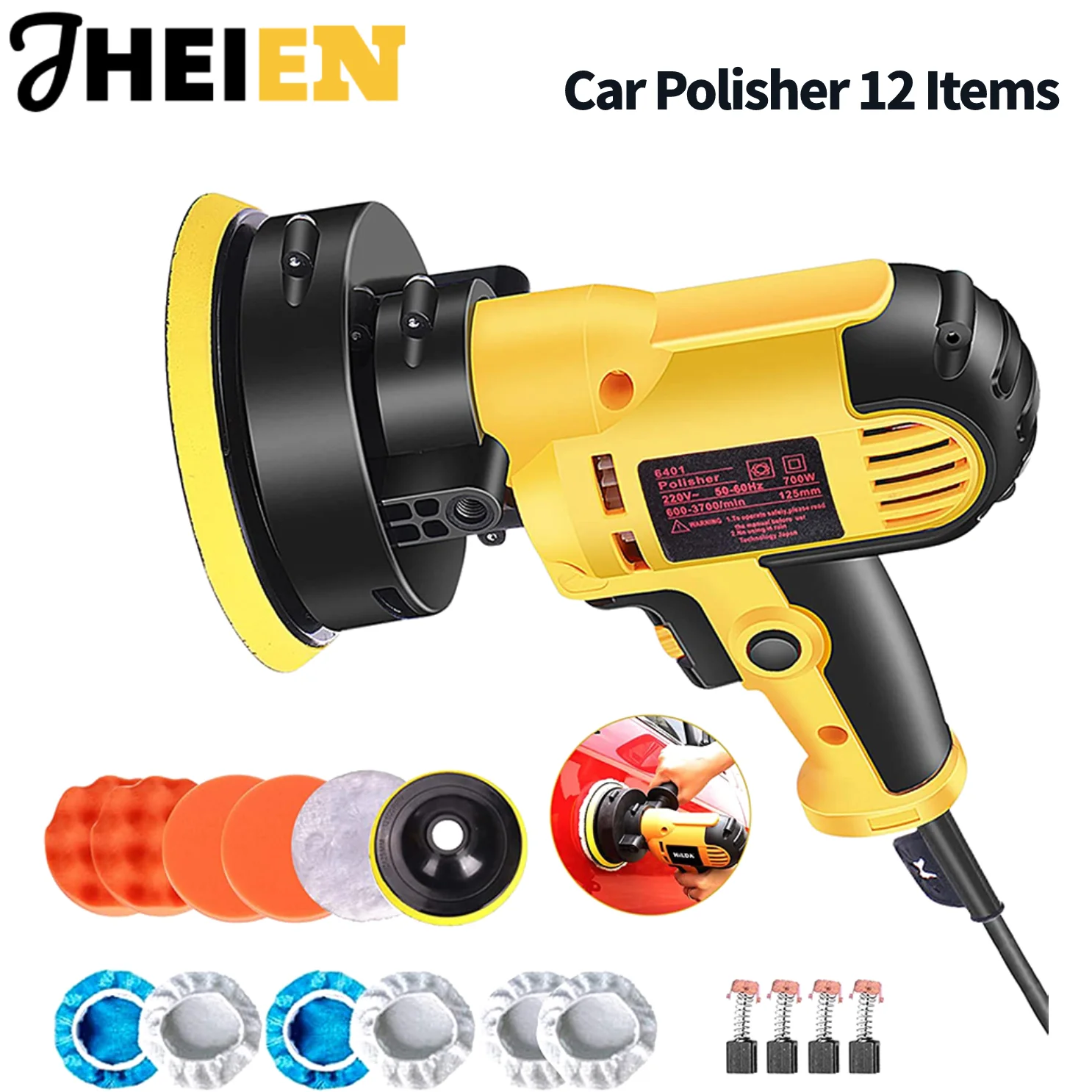 

Car Polisher 12 Items Variable Speed Car Detailing Electric Car Polisher Machine Detachable Handle Car Waxing Cleaning Kit