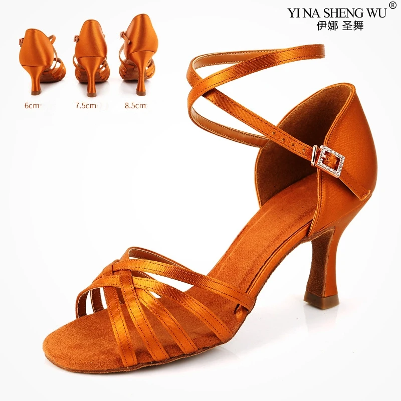 النساء أحذية الرقص اللاتينية قاعة الرقص التانغو السالسا ممارسة الأداء أحذية عالية الكعب أحذية الرقص القياسية بكعب 6/7.5/8.5 سنتيمتر