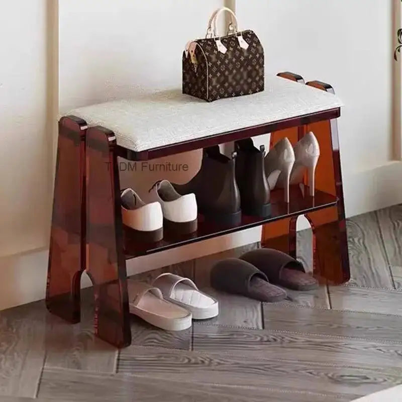 Hallway Transparent Foot Stool Plastic Storage Pouf Modern Minimalist Relaxing Foot Stool Lazy Children Tabouret Home Furniture