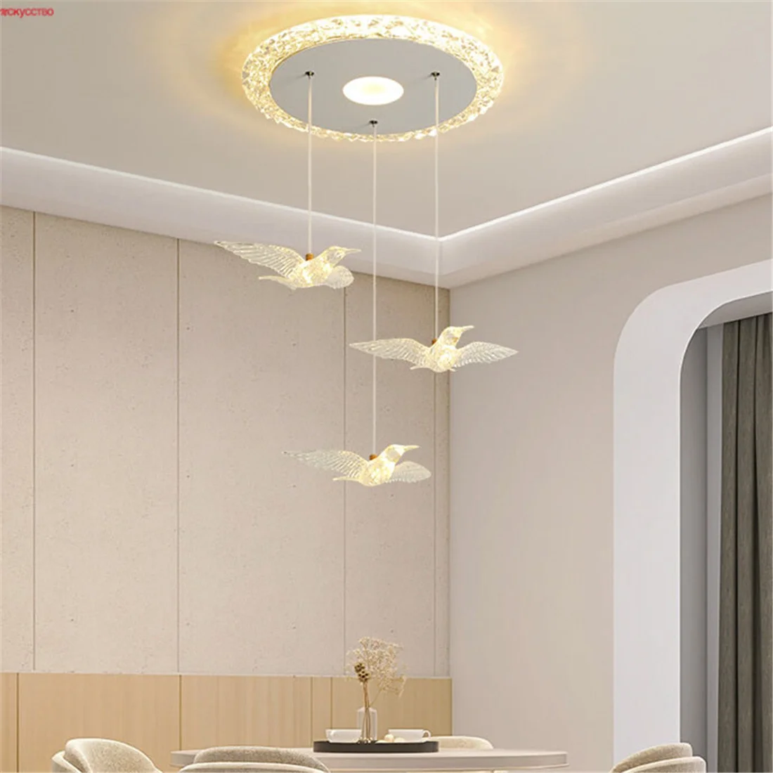 

Nordic Creative Acrylic Bird Led Pendant Lights For Dining Room Bedroom Children Kindergarten Suspension Luminaire Hanging Lamp