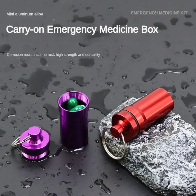 Aluminium Bottle Mini Portable Pill Box Water-proof Pill Case Box Stash Jar Sealing Keychain Tablets Medicine Vitamin Pillboxs